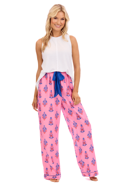 Mud Pie Pink Floral Print Pajama Pants