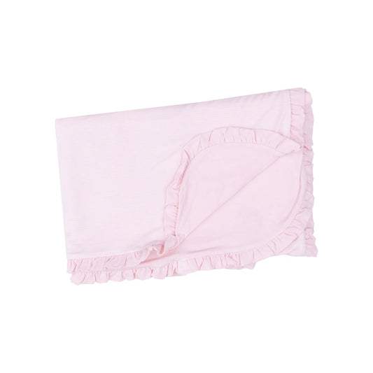 Angel Dear Classic Pink Stripe Ruffle Receiving Blanket
