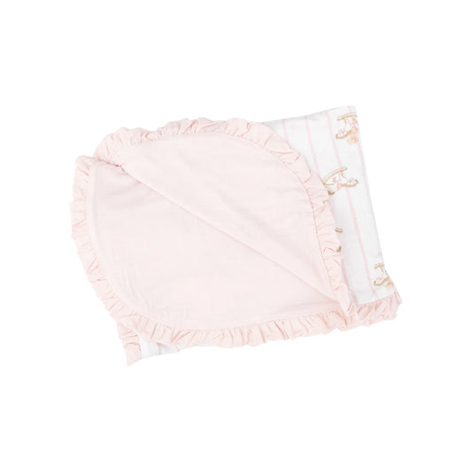 Angel Dear Pink Vintage Rocking Horse Ruffle Receiving Blanket