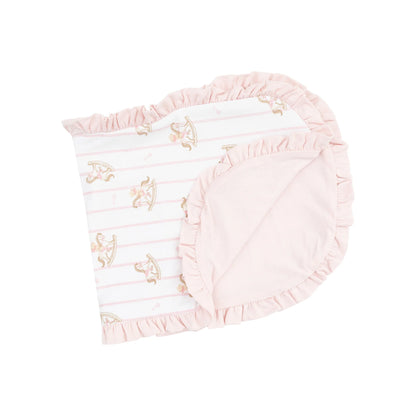 Angel Dear Pink Vintage Rocking Horse Ruffle Burp Cloth