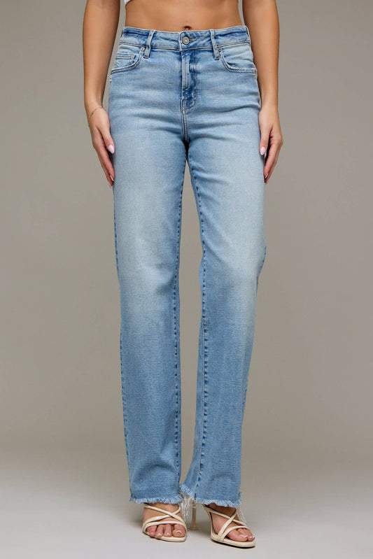 Clean Frayed Hem Classic Ella Straight Jeans