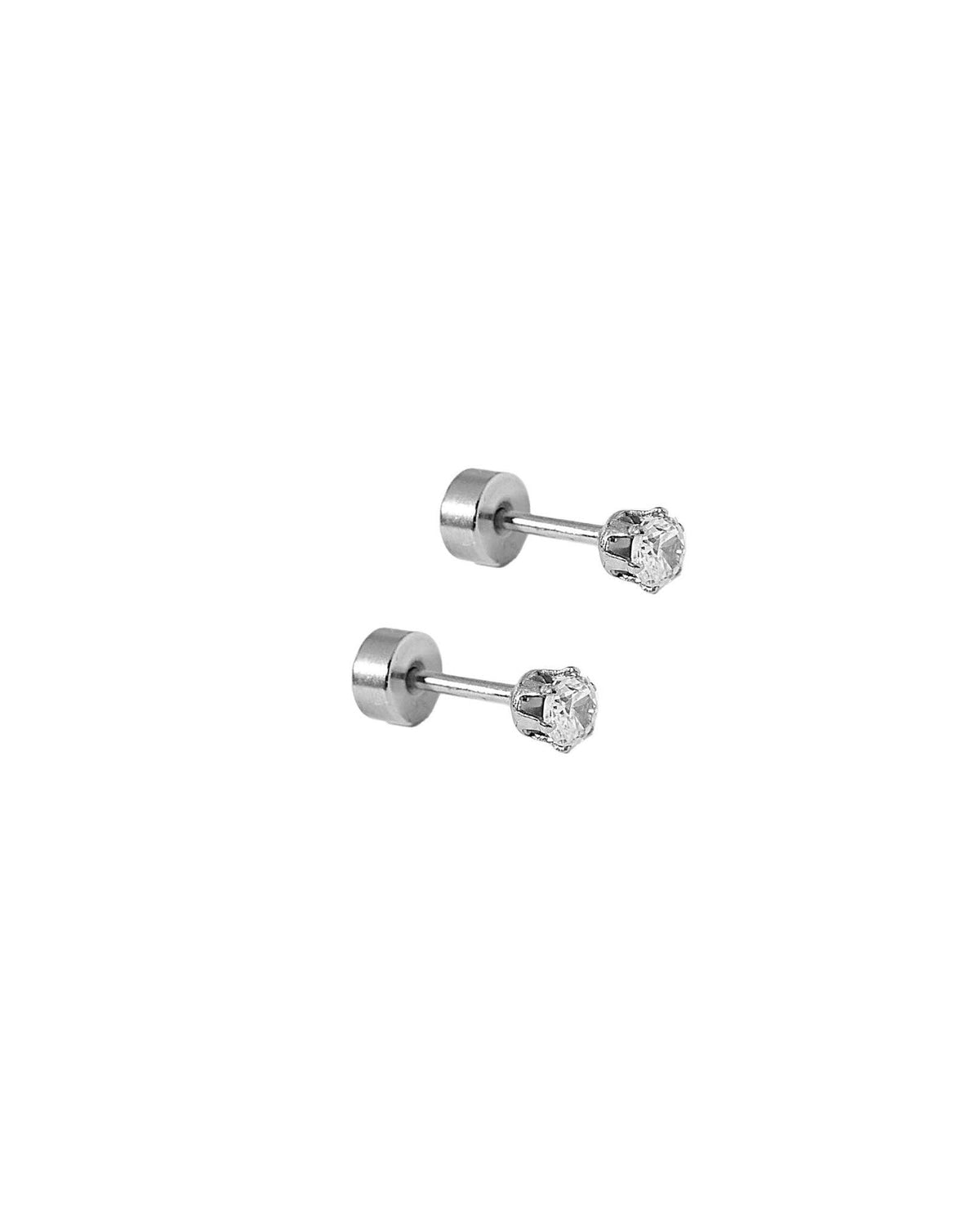 Micro Helen Silver Screwback Stud Earrings