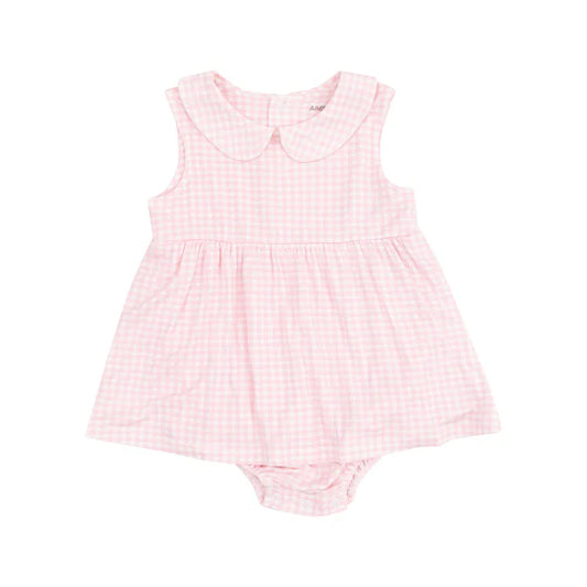 Angel Dear Mini Gingham Pink Peter Pan Bubble with Skirt