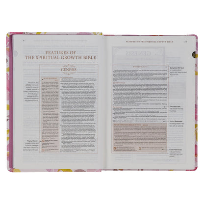 Pink Floral Spiritual Growth NLT Bible