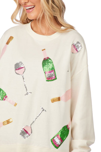 Mud Pie White Champagne Sparkle Sweatshirt