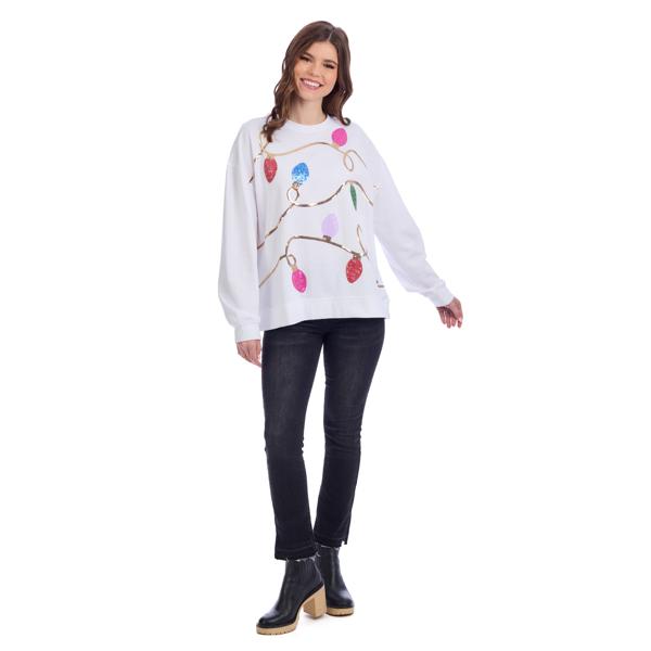 Mud Pie White Sequin Lights Sweatshirt