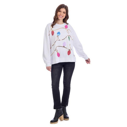 Mud Pie White Sequin Lights Sweatshirt