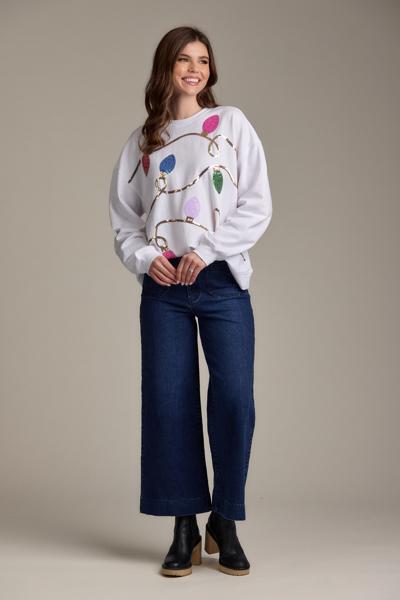 Mud Pie White Sequin Lights Sweatshirt