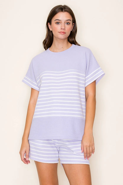 Lavender Stripe Cloudy Knit Jada Top