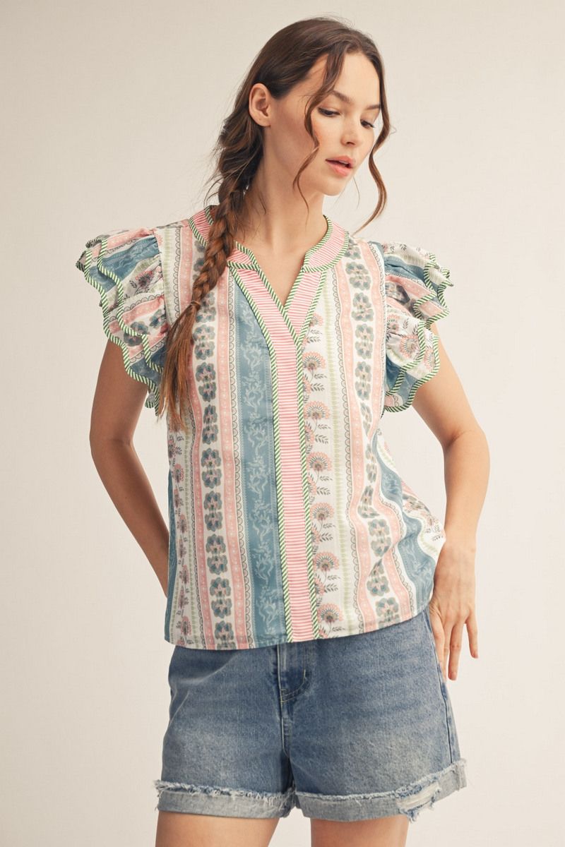 Mauve Meadow Flutter Top