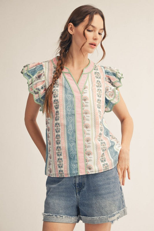 Mauve Meadow Flutter Top