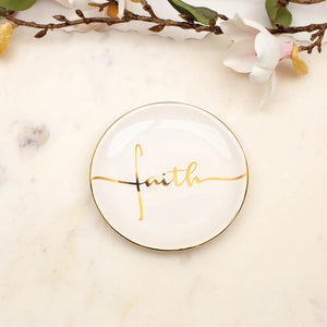 White & Gold Faith Trinket Dish