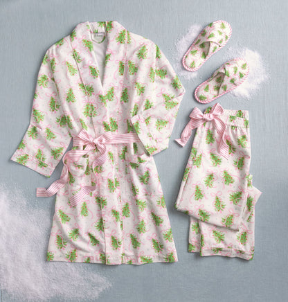 Mud Pie Pink Bow Trees Slippers