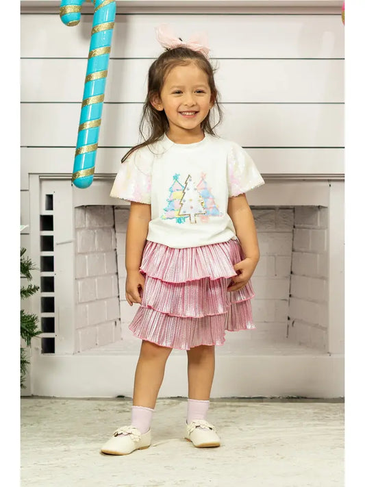 Youth Pink Shimmer Ruffle Skort