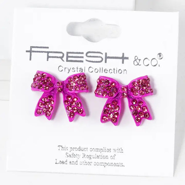 Rhinestone Bow Shape Post Earrings