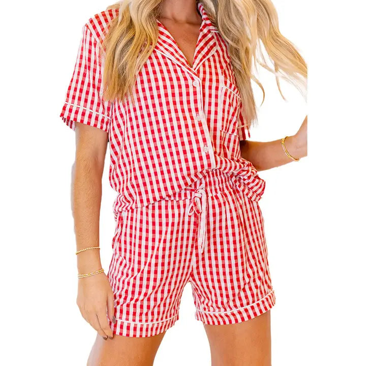 Lulu Mac Red Gingham Pj Short Set