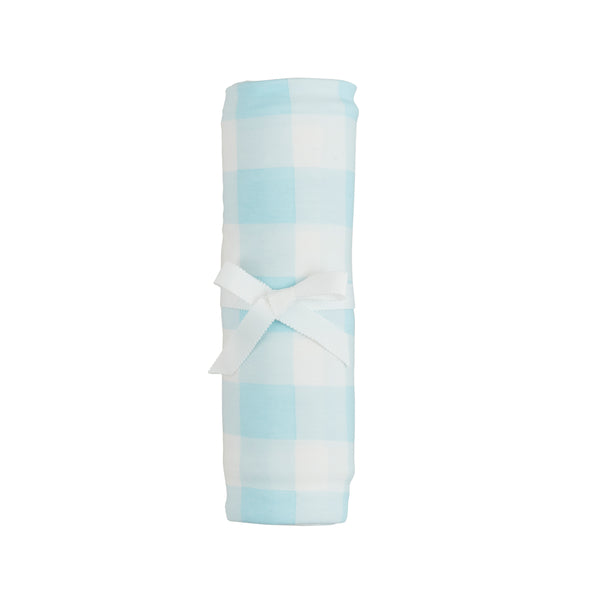 Mud Pie Blue Gingham Stretchy Swaddle