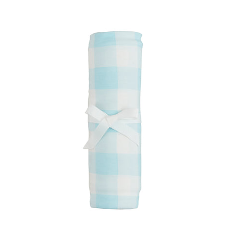 Mud Pie Blue Gingham Stretchy Swaddle