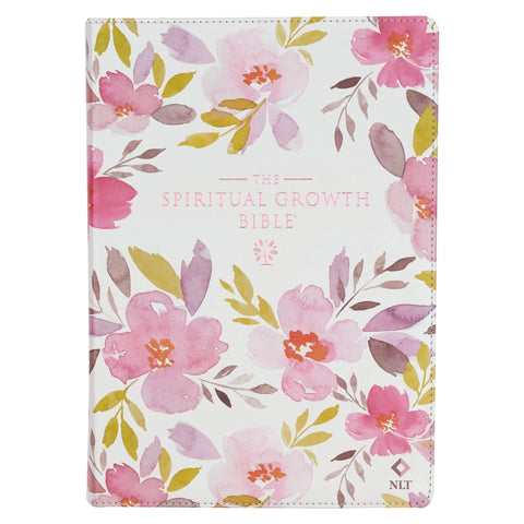 Pink Floral Spiritual Growth NLT Bible