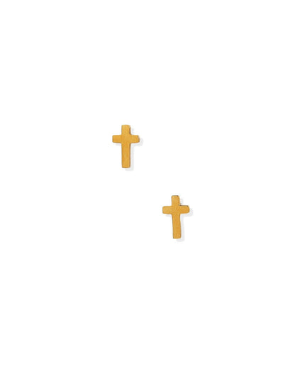 Catherine Cross Gold Screwback Stud Earrings