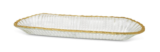 Gold Rim Glass Oval Tray
