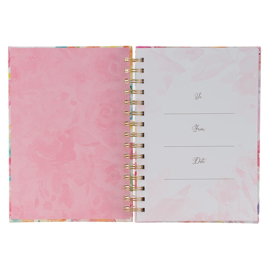 Multi-Colored Floral All Things Through Christ Spiral Journal