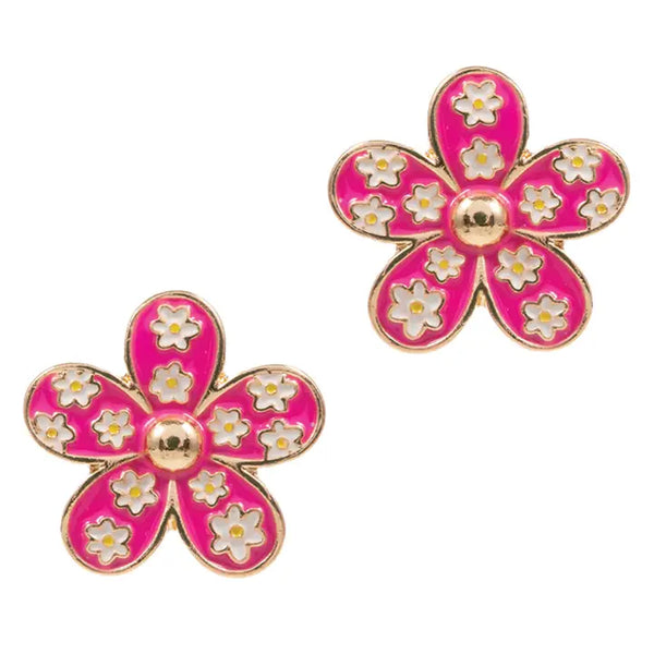 Floral Petals Enamel Post Earrings