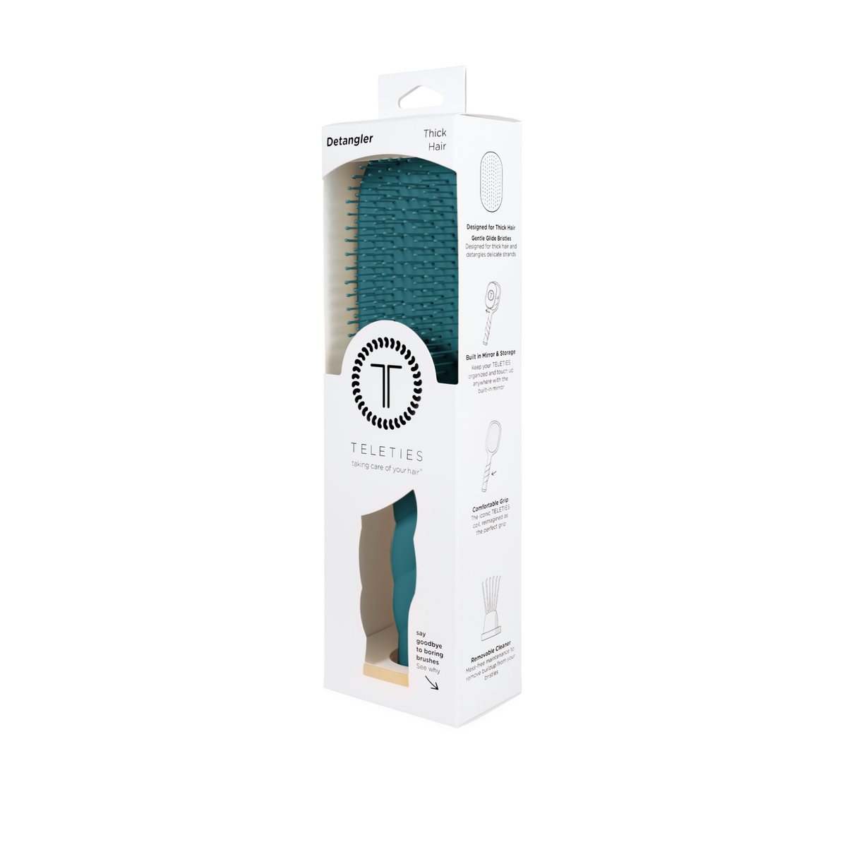 TELETIE Detangler Hair Brush for Thick Hair | Teal With It