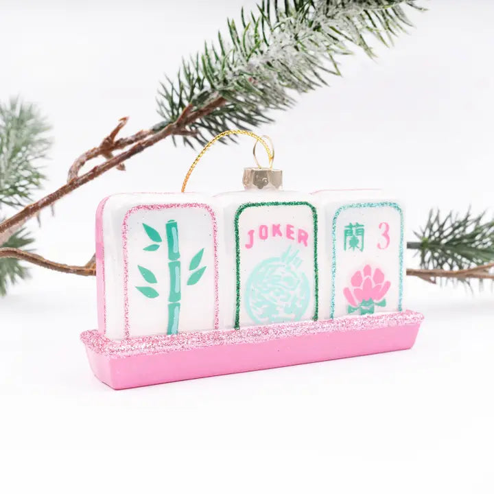 Mahjong Tile Hand Glass Ornament