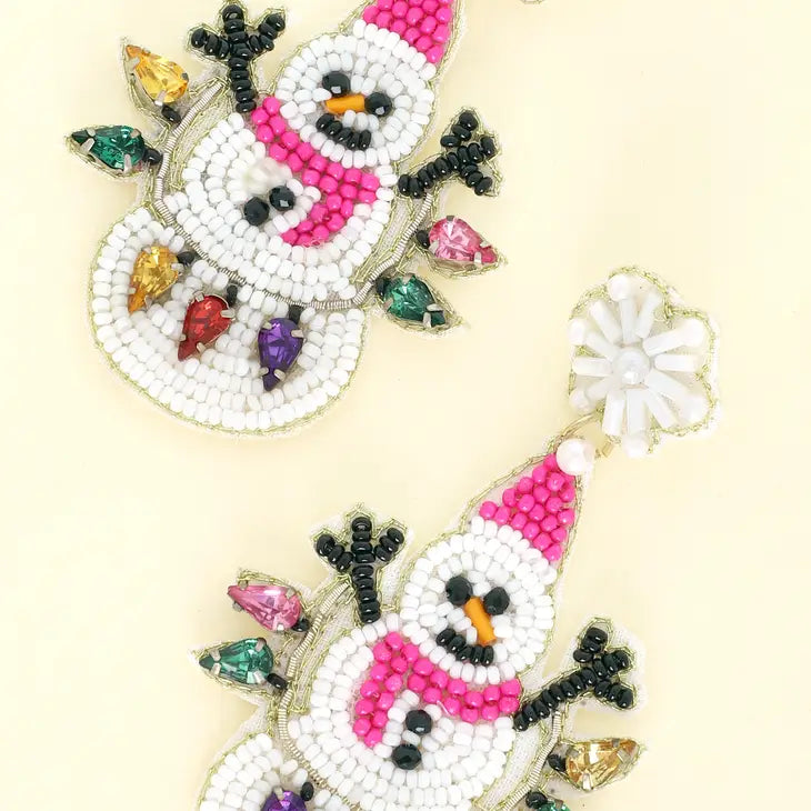 Tangles Christmas Lights Snowman Earrings