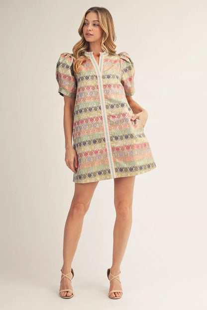 Blush Spring Meadow Puff Sleeve Dress