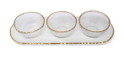 Gold Rim 3 Bowl Serving Dish