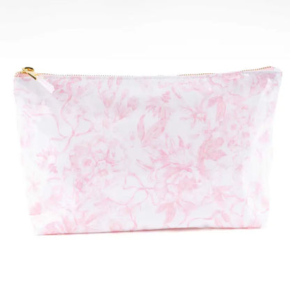 Pink Bow Toile Travel Cosmetic Case