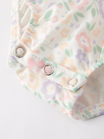 Baby Pastel Floral Cross Smocking Romper