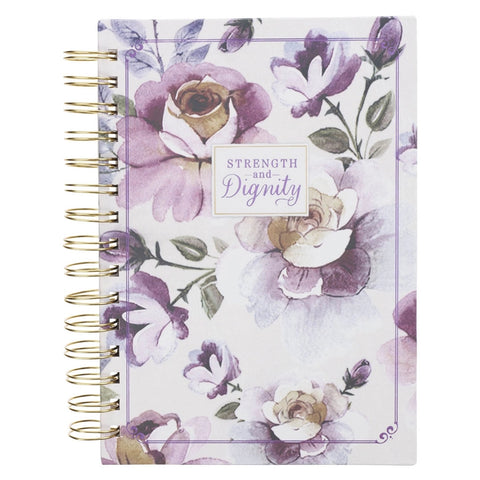 Purple Floral Strength & Dignity Prov. 31:25 Spiral Journal