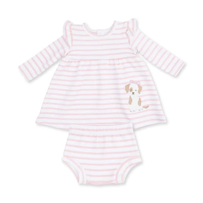 Angel Dear Stripe Puppy Ruffle Dress w/ Bloomers