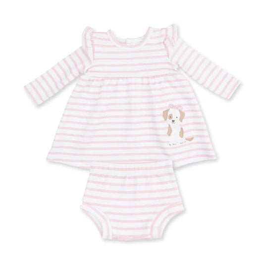 Angel Dear Stripe Puppy Ruffle Dress w/ Bloomers