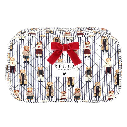 Navy Stripes + Bears Quilted Cosmetic Bag