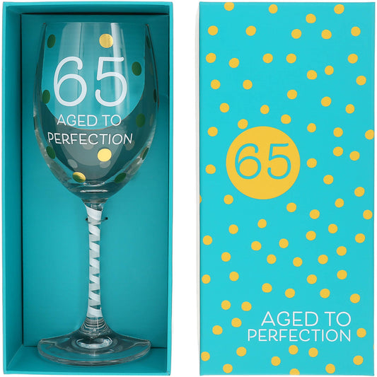 65th Gift Boxed 16 oz Crystal Wine Glass