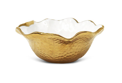 White/Gold Soup Bowls New Bone China Scalloped Edge