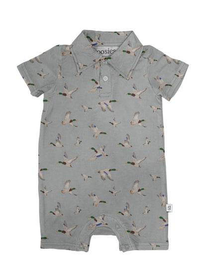 Mallard Ducks Short Sleeve Polo Romper