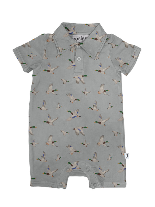 Mallard Ducks Short Sleeve Polo Romper