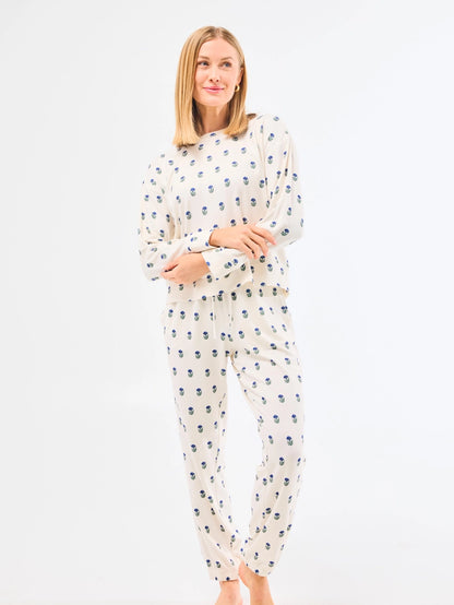 Navy Floral Foulard Sophie Jogger Set