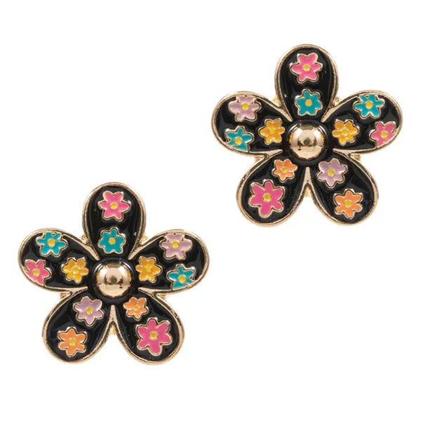 Floral Petals Enamel Post Earrings