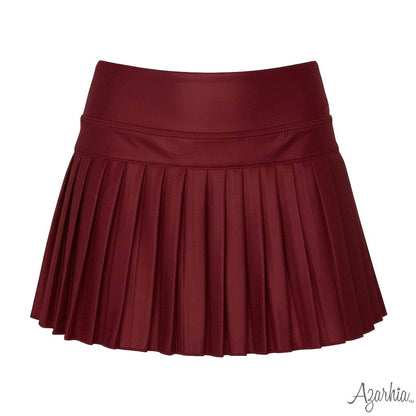 Youth Shimmer Maroon Mini Pleated Skort