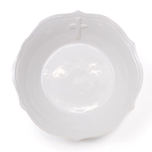White Cross Embossed Serving Bowl