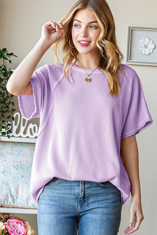 Lavender Leah Ribbed Top