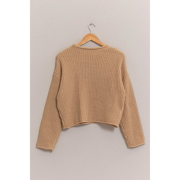 Taupe Aria Rolled Edge Sweater