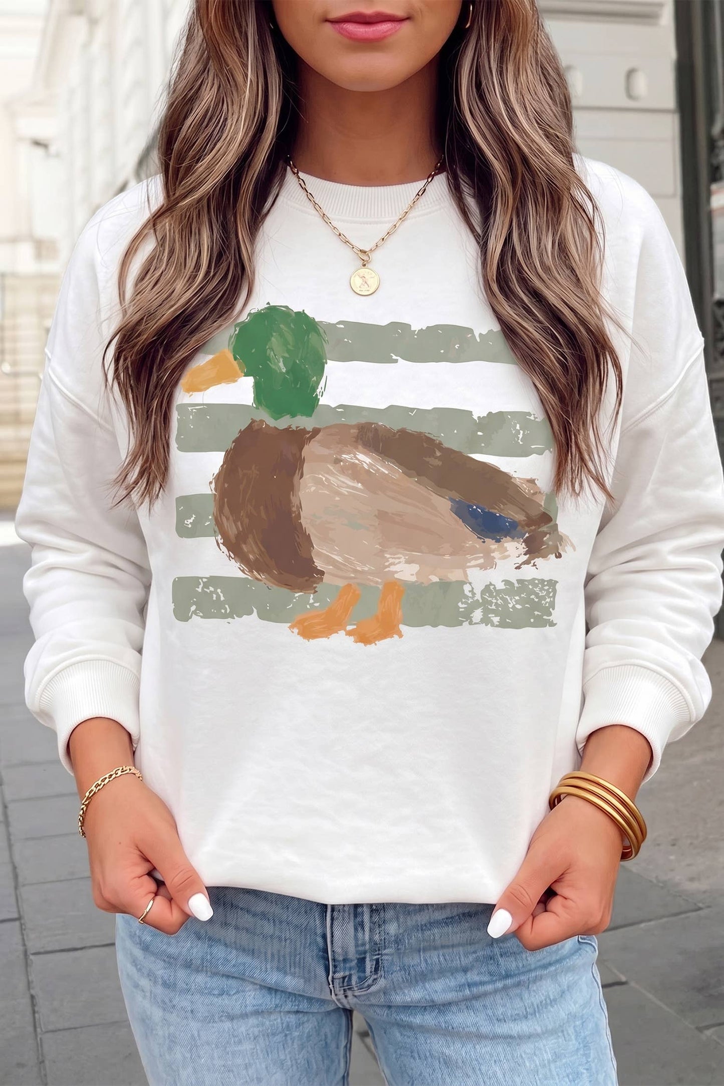 Mallard Duck Graphic Crewneck Sweatshirt