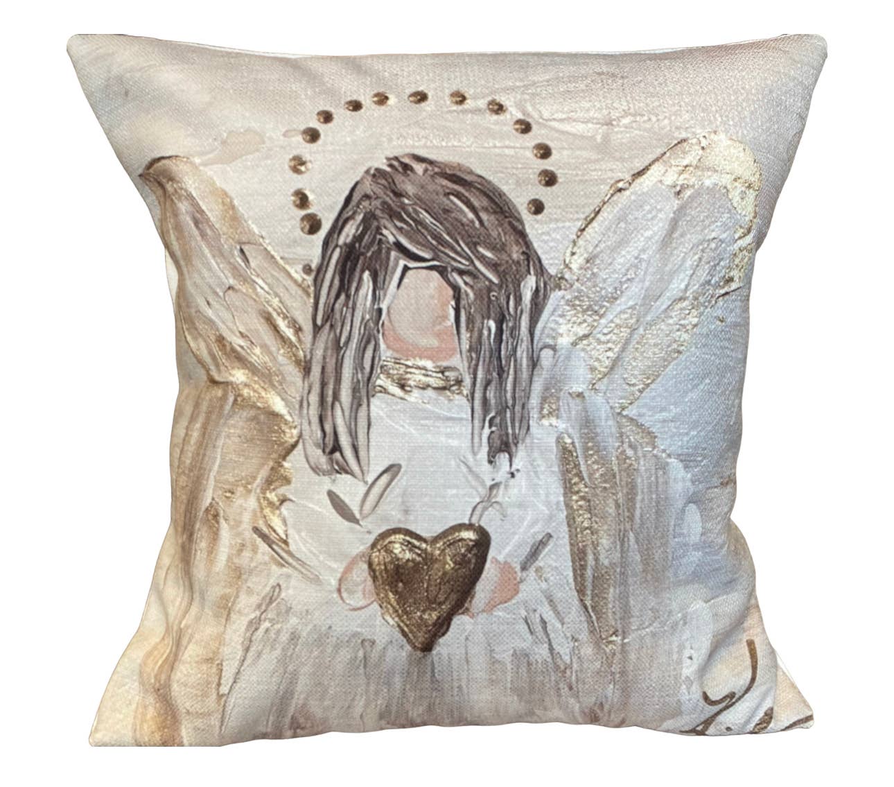 Gold & White Angel Square Pillow